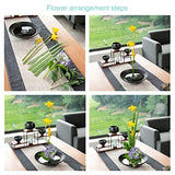 WANDIC Flower Arrangement Kit, Set of 51, Round Flower Holders, Ceramic Flower Pot, Kenzan Needle Cleaning Pin & Rake, Floral Stems and Floral Tape WANDIC