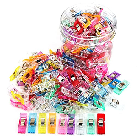 Otylzto Premium Plastic Clips, 100 Pcs with Box, Sewing Notions for Sewing Quilting Supplies Crafting Tools, Assorted Colors for Craft otylzto
