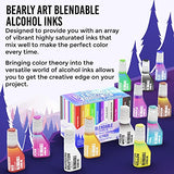 Bearly Art Alcohol Ink - The Colorful Collection - Blendable Rainbow Alcohol Inks Set - 0.5 fl oz (15 ml) Bottles - 12 Colorful Colors - Includes Bearly Art