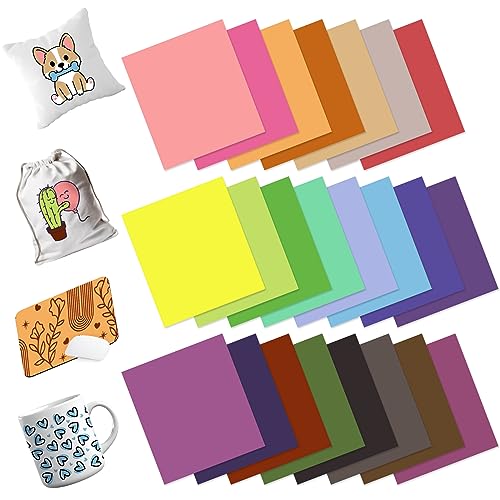 HTVSTD Infusible Ink Transfer Sheets - 23 Sheets 12" x 10" Solid Color Infusible Ink Sheets Paper for Tumbler T-Shirts Mugs DIY Sublimation Paper HTVSTD