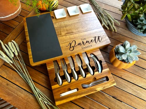 Personalized Charcuterie Board Set/19pcs Cheese Board And Knife Set, Realtor Closing gift, Custom Charcuterie board, Wedding Gift WoodArtSupply