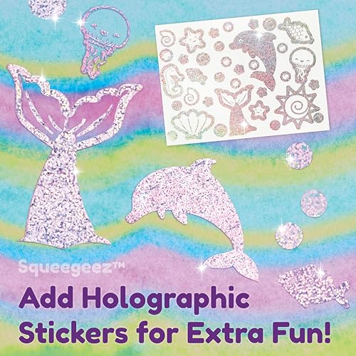 Creativity for Kids Squeegeez Magic Reveal Craft Kit: Mermaid - Dot Painting Art Kits for Kids, Cool Mermaid Gifts for Girls and Boys Ages 7-12+