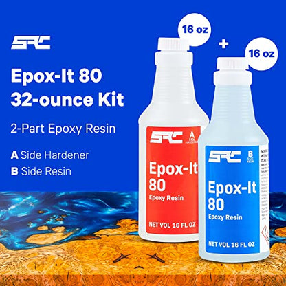 Specialty Resin & Chemical Epox-It 80 (32 oz)|Clear Resin Kit for Beginners & Experts|Clear Epoxy Coating for BarTop, Countertop, Tabletop|Crystal - WoodArtSupply