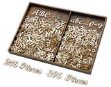 552 Pieces 0.75 Inch Mini Unfinished Wooden Letters Uppercase & Lowercase Unpainted Wooden Numbers Blank Wood Letters Storage for Scrapbooking Crafts Cregugua
