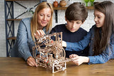 UGEARS Wooden Marble Run Kit - 3D Puzzle Wood Marble Run Stepped Hoist with 3-Stepped Lift Mechanism and 10 Marbles - Kinetic DIY Marble Run Wooden UGEARS
