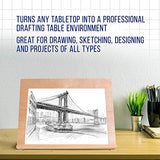 U.S. Art Supply Large 18-1/2" Wide x 14-1/8" (A3) Tall Artist Adjustable Wood Drawing Board Bundle with 2 Packs, 9" x 12" Premium Extra Heavy-Weight U.S. Art Supply