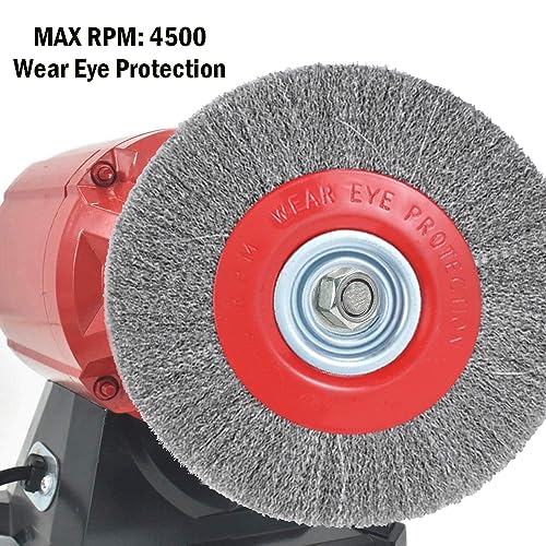 OSFTBVT 8in Bench Wire Wheel Brush for Bench Grinder Coarse Crimped Steel Wire 0.012" with 1/2" 5/8" 3/4" 7/8" 1"(5sets) Spacer Arbors - 2pack OSFTBVT