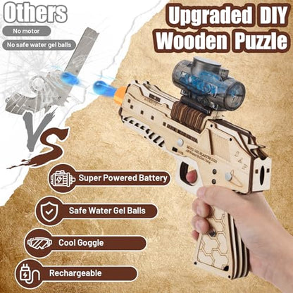 Maysida Electric DIY 3D Wooden Gun Pistol Model Kit - Rechargeable M1911 Puzzle for Ages 12 and Up - WoodArtSupply