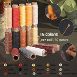 BUTUZE Leather Working Tools, Leather Tool Kit, Practical Leather Craft Kit with Waxed Thread Groover Awl Stitching Punch Hole for Leathercraft BUTUZE