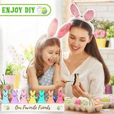 12 Pcs Easter Wood Bunny Cutouts Unfinished Bunny Table Wooden Sign Easter Tabletop Decoration Rabbit Shaped Blank Wooden Signs with 1 Base for Marsui