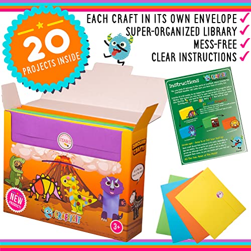 Craftikit ® 20 Dinosaur Crafts for Kids - Award-Winning All-Inclusive Fun Toddler Arts and Crafts Box for Kids - Dinosaur Crafts for Toddlers Ages Craftikit
