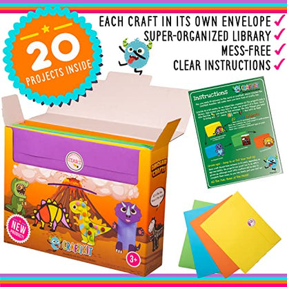 Craftikit ® 20 Dinosaur Crafts for Kids - Award-Winning All-Inclusive Fun Toddler Arts and Crafts Box for Kids - Dinosaur Crafts for Toddlers Ages