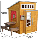 KidKraft Modern Outdoor Wooden Playhouse with Picnic Table, Mailbox and Outdoor Grill ,Gift for Ages 3+ KidKraft