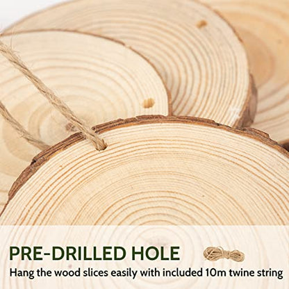 Falling in Art 2.3-3.1 Inches Natural Wood Slices Set for Crafts - 25Pcs Round Wood Discs with Pre-drilled Hole for DIY Projects, Christmas Ornaments - WoodArtSupply