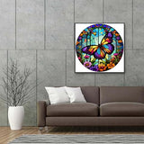 KTHOFCY 5D DIY Diamond Painting Kits for Adults Kids, Butterfly Stained Glass Full Drill Embroidery Cross Stitch Crystal Rhinestone Paintings KTHOFCY