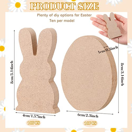 20 Pcs Easter Wooden Bunny Cutouts Unfinished Bunny Table Wooden Signs Peeps Bunny Egg Shaped Craft Tags Easter Blank Bunny Slice Wooden Signs for Gerrii