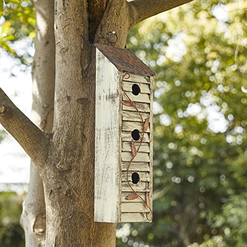 Glitzhome Wooden Three-Tier Hanging Distressed Garden Bird Houses for Outside 18" H glitzhome