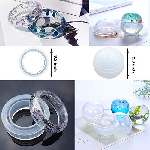 EuTengHao 225Pcs DIY Jewelry Silicone Casting Molds Tools Set Contains 9 Jewelry Resin Molds Collection,4 Necklace Pendant Resin Molds,1 Earring Resin Mold,Bracelet,Diamond,Bear Claw,Sphere Resin Mold