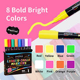 Artsunlvy 8 Colors Chalk Markers,Erasable, Non-Toxic, Water-Based, Reversible Tips, Chalkboard Markers for Kids,Adults,Signs, Windows, Blackboard,Dry Artsunlvy