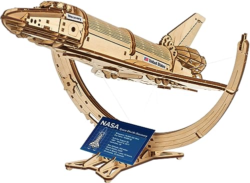 UGEARS NASA Space Shuttle Discovery - Wooden Models to Build for Adults - Space Shuttle Model Kit - Mechanical 3D Puzzle Wooden Model Kit for Adults - WoodArtSupply