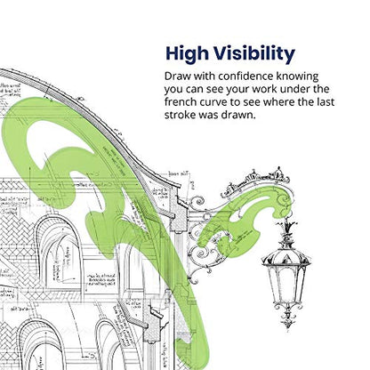 Pacific Arc French Curve Set, 3 Shapes, Clear Curve Ruler, Drafting Tools, Drawing Tools, Woodworking Tools, Comic Template Tool - WoodArtSupply