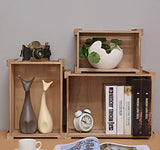 Lawei Set of 3 Wood Nesting Storage Crates with Handle, Rustic Decorative Wooden Crates Distressed Crates Storage Container for Storage Display Lawei