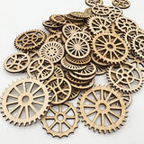 Amosfun Unfinished Wooden Cutouts Gear Shape Wood Discs Slices Embellishments for Craft DIY Decoration 50pcs Amosfun