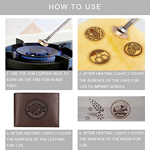 Rose Flower Leather Branding Iron with Wooden Handle for Unique Crafting and Baking SUPERFINDINGS