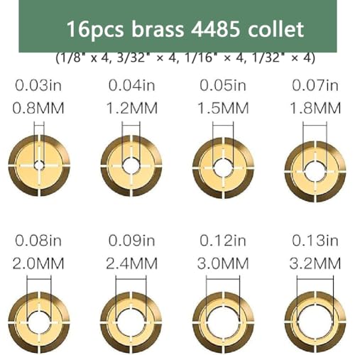 Drill Chuck Collet Set for Dremel Accessories for Dremel Drill Bits, with Quick Change Adapter and Rotary Drill Nut Tool – 1/32" to 1/8" Shank Size RHQQ