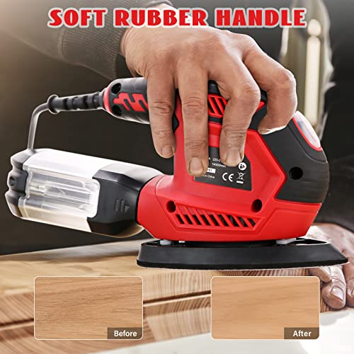 Sander, 200W Compact Electric Sander with 20Pcs Sandpapers & 2Pcs Polishing Pads, 14000 RPM, Hand Sanders with Efficient Dust Collection System for Vistreck