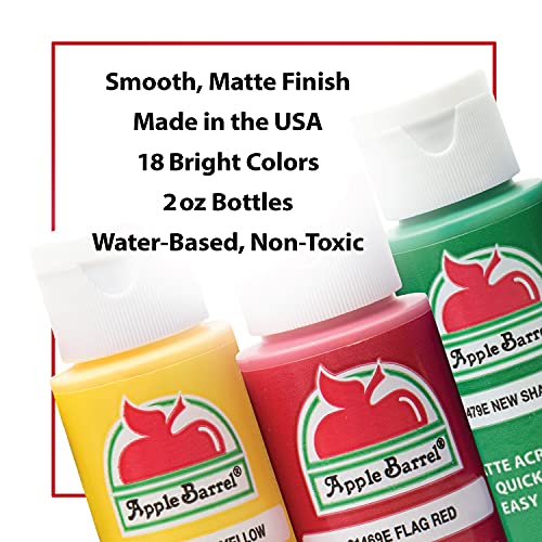 Apple Barrel PROMOABII Matte Finish Acrylic Craft Paint Set Designed for Beginners and Artists, Non-Toxic Formula That Works on All Surfaces, 2 Fl Oz Apple Barrel