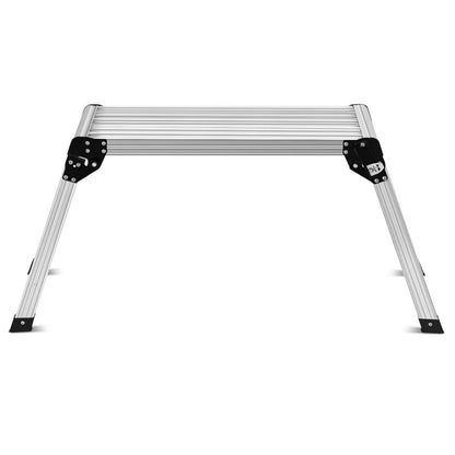 Giantex Work Platform Aluminum Step Ladder Drywall Safe CE Approved of Capacity 330 LBS Heavy Duty Portable Bench Folding Ladders Stool w/Non-Slip - WoodArtSupply