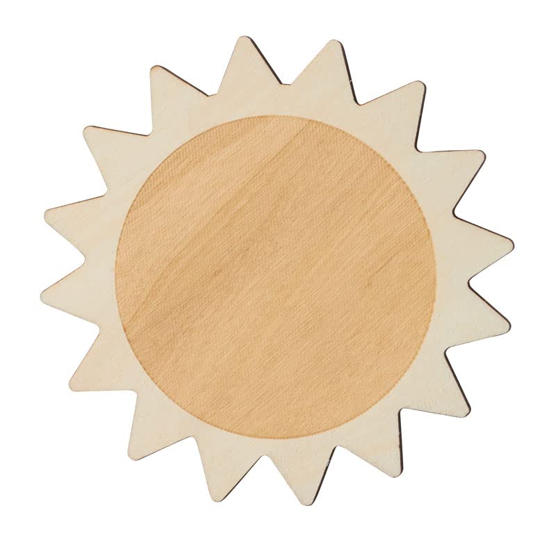 Pack of 24 Unfinished Wood Sun Cutouts by Factory Direct Craft - Blank Wooden Outer Space Solar System Suns Shapes Made in USA for Scouts, Camps, Factory Direct Craft