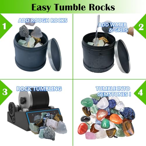 6 LBS Large Weight 4 Step Rock Tumbler Grit Set, Tumbling Media Refill-Coarse / Medium Grit / Pre-Polished / Final Polish, Works with Any Rock SACKORANGE