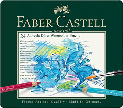 FABER-CASTELL FC117524 Albrecht Durer Artist Watercolor Pencils in A Tin (24 Pack), Assorted - WoodArtSupply