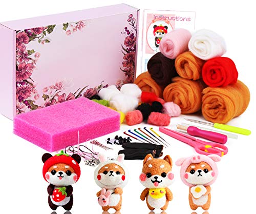 UOOU Needle Felting Kit for Beginners, Wool Felting Kit with 6 Pcs Colorful Needle Felting Needles and Instructions, Wool Felting Supplies for - WoodArtSupply