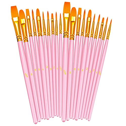 BOSOBO Paint Brushes Set, 2 Pack 20 Pcs Round Pointed Tip Nylon Hair Artist Acrylic Paint Brushes for Acrylic Oil Watercolor, Face Nail Art, BOSOBO
