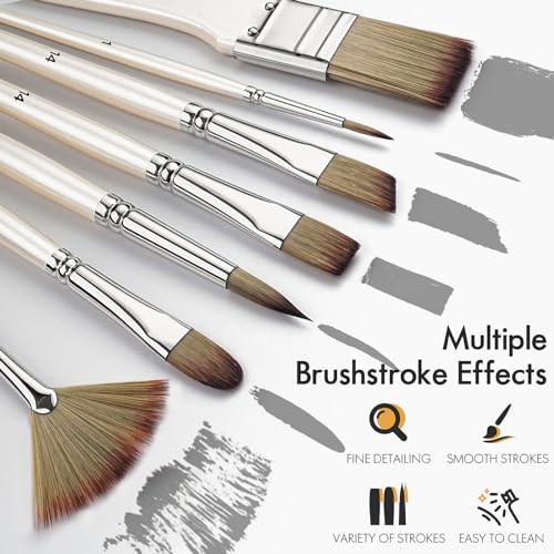 Oil Paint Brushes Acrylic Paint Brushes Artist Paint Brush Set of 15 Acrylic Set for Acrylic, Oil, Watercolor and Gouache with Painting Knife