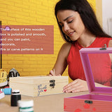 Wooden Box,Extral Large Unfinished Pine Wood Boxes Wooden Storage Box,Rectangle Unfinished Pine Wood Box Natural Wooden with Hinged Lid and Front Nsmykhg