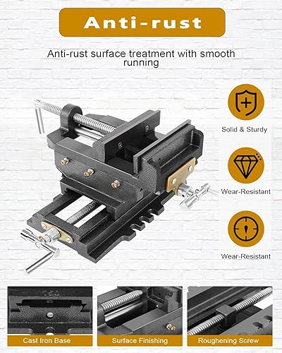 𝟑" Cross Slide Vise Drill Press Milling Vises, 3 in Jaw Width, 2.6 in Max Jaw Opening, 𝐗-𝐘 Compound Bench Mount Clamp Machine Vice Holder Clamping - WoodArtSupply