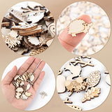 AUEAR, 300 Pack Wooden Embellishments Squirrel Mushroom Leaf Slices Discs Unfinished Wooden Cutouts Wood Ornaments for Crafts DIY Handmade Decoration AUEAR