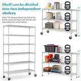 YRLLENSDAN 6000Lbs Capacity Adjustable Storage Shelves Heavy Duty Shelving Unit 6 Tier Metal Shelving with Wheels NSF Wire Shelving (48" W x 18" D x YRLLENSDAN