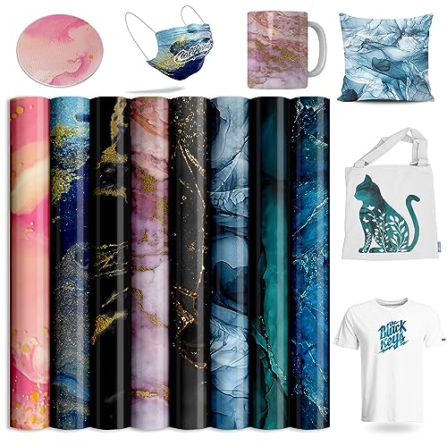 Infusible Transfer Ink Sheets for Cricut Mug Press,Marble Sublimation Ink Sheets for Tumblers Blanks Tshirts,8 Sheets 12x12inch Lucky Goddness