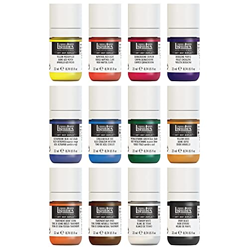 Liquitex Professional Soft Body Acrylic Paint, 12 x 22ml (0.74-oz), Essentials Set - WoodArtSupply