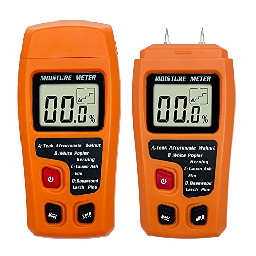 Digital Wood Moisture Meter Wood Humidity Tester Hygrometer Timber Damp Detector Large LCD Display (Orange) QYQRQF