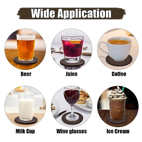SIJDIEE 4 Inch Wood Drink Coasters, 12 Pack Round Bulk Wooden Coasters with Non-Slip Silicon Dot Stickers for Bar Kitchen Home Dinner Table Decor