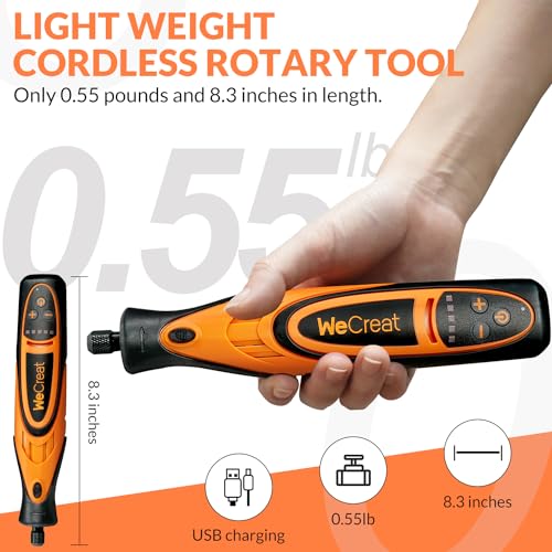 WECREAT Rotary Tool, 5-Speed Engraving Pen and Cordless USB Charging Rotary Tool Kit with 175 Accessories WECREAT