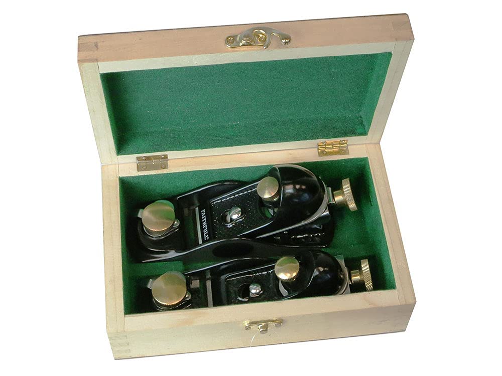 Faithfull FAIPLANEBPS 6012 and 912 Block Plane Twin Pack in Wooden Box Faithfull