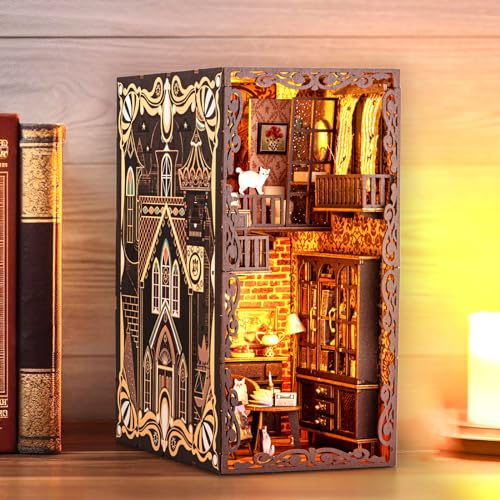 Marycele Book Nook Kit for Adults Teens, Wooden 3D Puzzles for Adults Tiny House Bookcase, DIY Miniature House Kit Bookshelf Decor, Tiny Home Kit, - WoodArtSupply