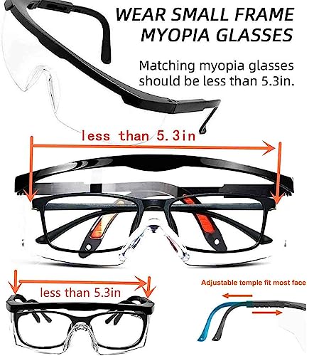 mozeeda Safety Glasses Men Women Clear Safety Glasses Goggles Over Eyeglasses, Z87 UV 400 Anti-fog Adjustable Temples Protection Goggles for - WoodArtSupply